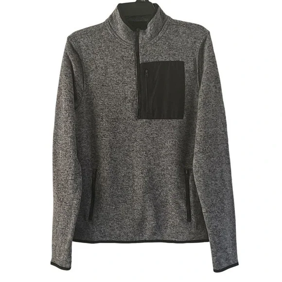 Aeropostale Men's Gray Heather Quarter-Zip Fleece‎ Pullover Sweater Size S/P