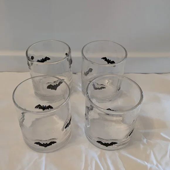 NEW Crate&Barrel Halloween Limited Edition Cups Bats Set of 4