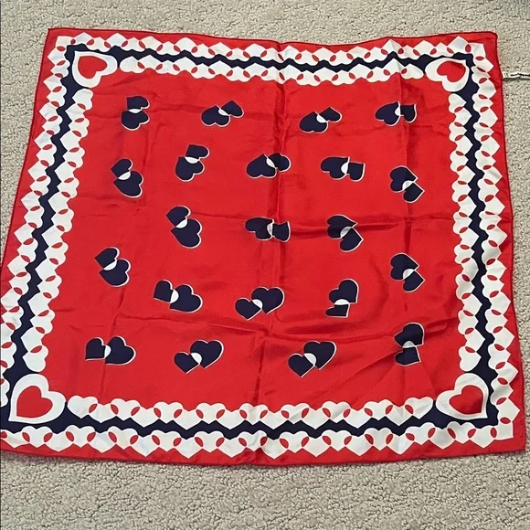Vintage Maisonaix Silk Heart Scarf