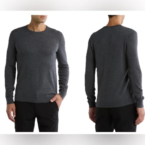 Theory Dermont Crewneck Merino Wool Soft Luster Plus Grey Sweater