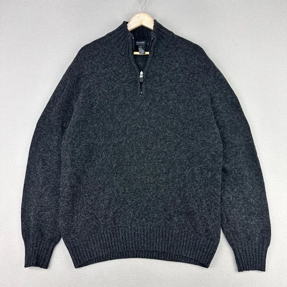 Girgiolini Knit Sweater Mens Large Charcoal‎ 1/4 Zip Wool/Cashmere Blend Italy