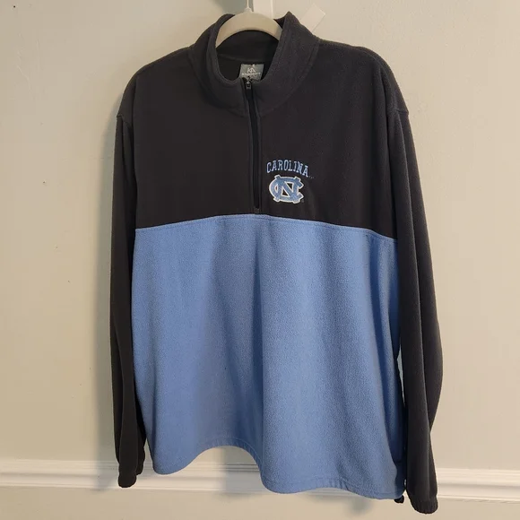 UNC Tar Heels Carolina Blue & Navy Quarter-Zip Fleece Pullover‎ Xl Like New
