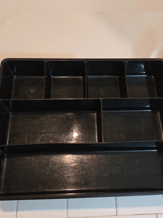 Rubbermaid Office Drawer Organizer Black Plastic 7 Compartment MADE IN USA Vtg