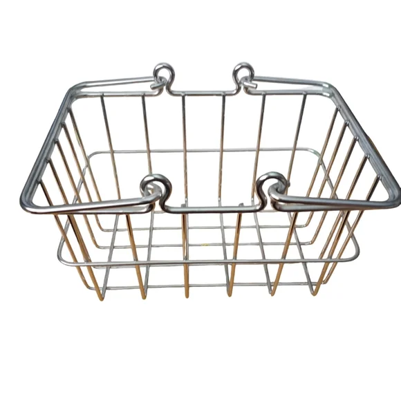 Wire Basket with Handles Silver Tone 9