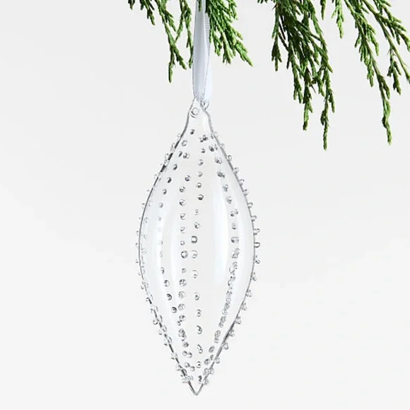 New! Crate&Barrel Hobnail Clear Glass Drop Ornament, Set of 4