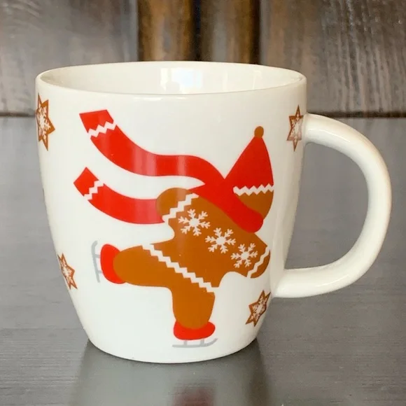 Crate & Barrel Ice Skating Gingerbread Man Espresso Mug - 2012
