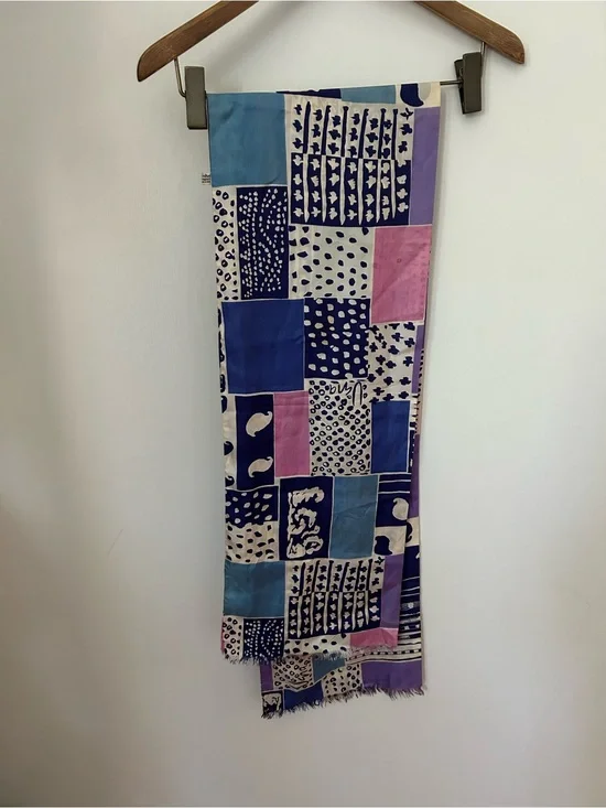 Vintage silk patchwork print scarf