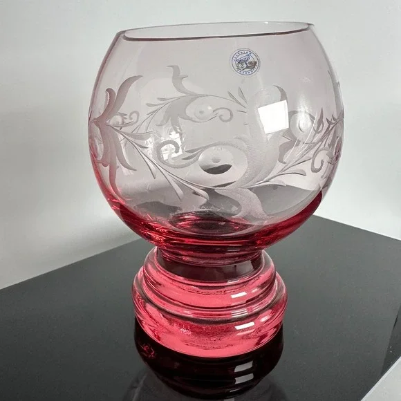 Kristall Schlenz Rattenberg Austria Glass Ruby Cut Crystal Brandy Snifter Cognac