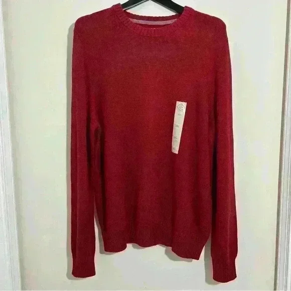 St Johns Bay Men XL Maroon Sweater 100% Cotton NWT