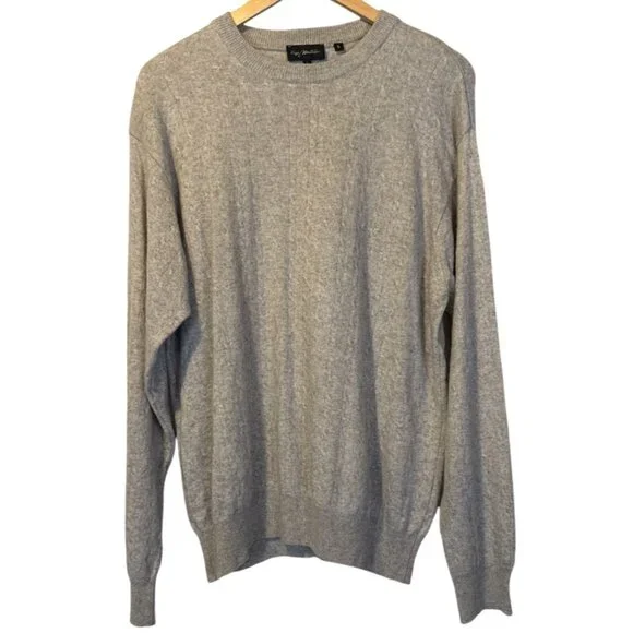 Enzo Mantovani Gray Cable Knit Cashmere Silk Sweater L Minimalist‎ Quiet Luxury