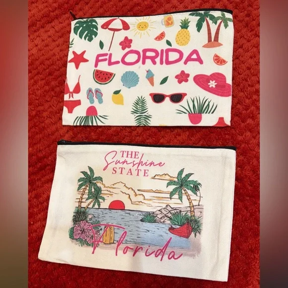 2 pack! Florida Sunshine State Canvas Pouches