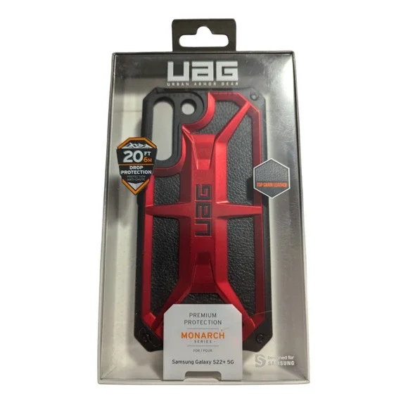 W6. Urban Armor Gear UAG Monarch Samsung Galaxy S22+ 5G, Rugged Red Crimson, NEW