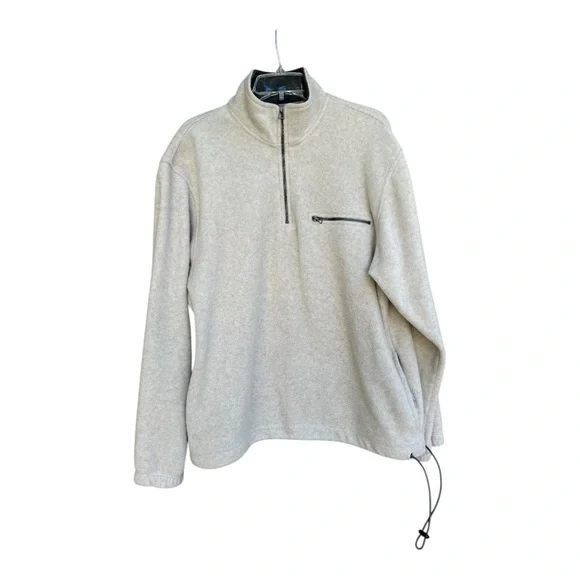 Izod Men's Performance X Light Gray Quarter Zip-Up/Drawcord Hem Sweater SZ M