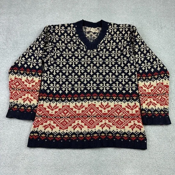 Vintage Abercrombie Fitch Sweater Mens S Fair Isle Knit Wool Birds Eye READ