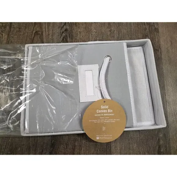 Pottery Barn Teen Solid Canvas Bin With Trim Medium Gray NEW IN BAG