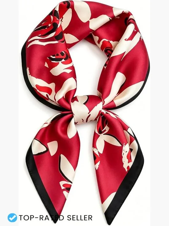 Silk Feel Square Head Scarf 27.5 Inch Versatile Hair Neck Scarf Bandana Wrap