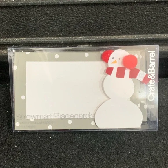 Crate & Barrel Paper Snowman Placecards Christmas Holiday Winter Lot of 7