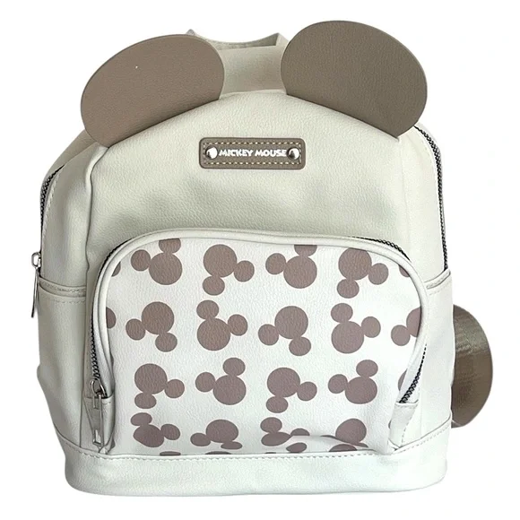 Adorable Khaki and Cream Mickey Mouse Backpack with Iconic Ears. New with Tags.