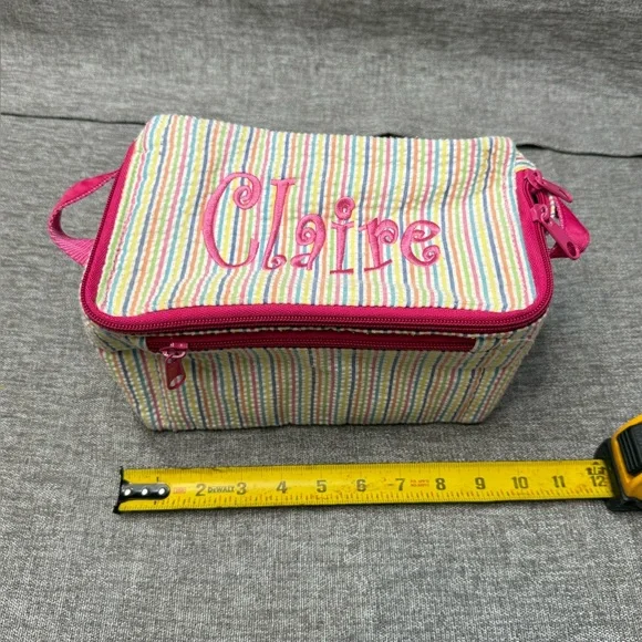 “Claire” Monogrammed Lunchbox Insulated Stripe Girls