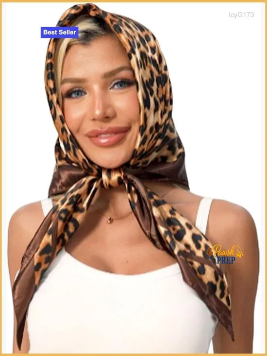 Silk-like Square Scarf 35in Multifunctional Hair Neck Bag Scarf Bandana