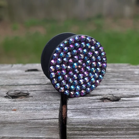 Black and Purple Rhinestone Phone Grip