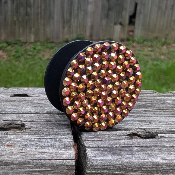 Gold and Pink Rhinestone Phone Grip