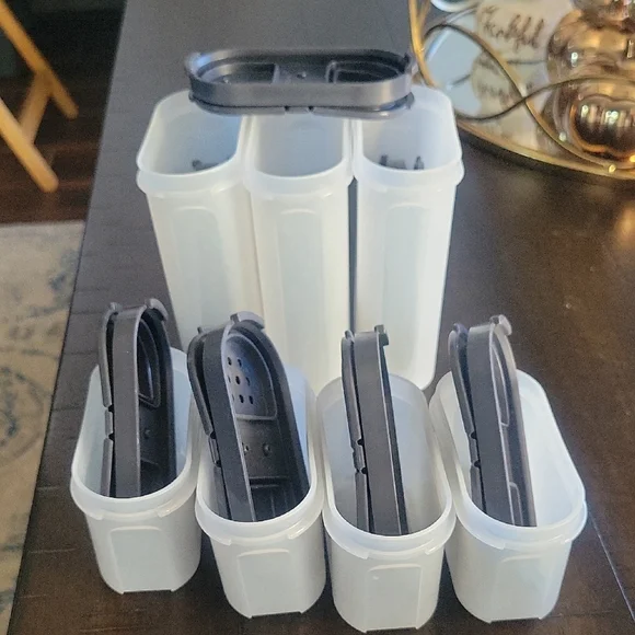 Tupperware White and Black Modular Spice Storage Set