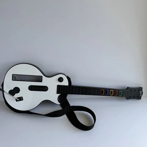 Nintendo Wii Red Octane Gibson Les Paul Guitar Hero White With Strap Untested