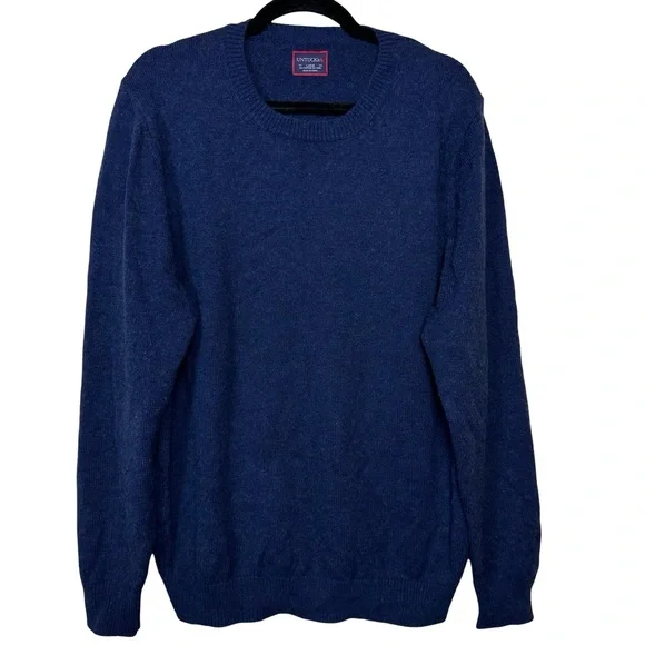 UNTUCKit Cotton Wool Navy Blue Soft Comfy Crewneck Long Sleeve Pull On Sweater