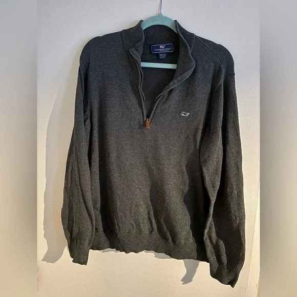 Vineyard Vines Men's Charcoal Zip-Up Sweater, size large