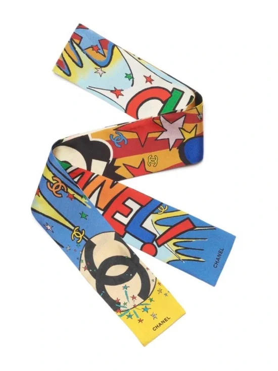 Chanel 26A Superman slim scarf silk bandeau