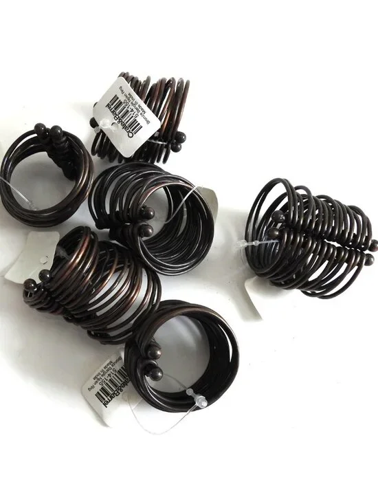 NOS Crate & Barrel Bronze Metal Bangle Napkin Rings India Set of 6
