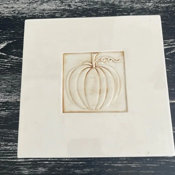 Crate & Barrel white pumpkin trivet or wall hanging. Made in Italy
