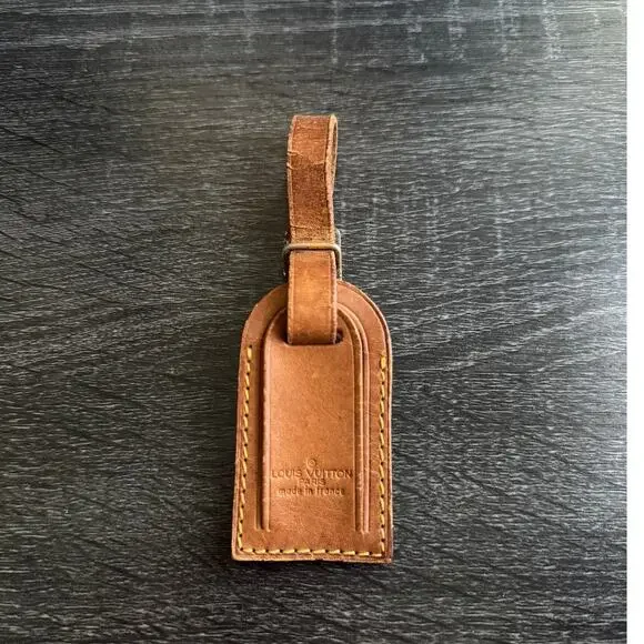Authentic Louis Vuitton Vachetta Leather Luggage Tag SN501