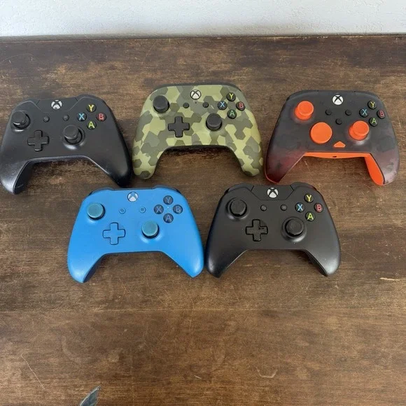 Xbox One Controller‎ Lot of 5 OEM PowerA Turtle Beach Camo Blue Untested