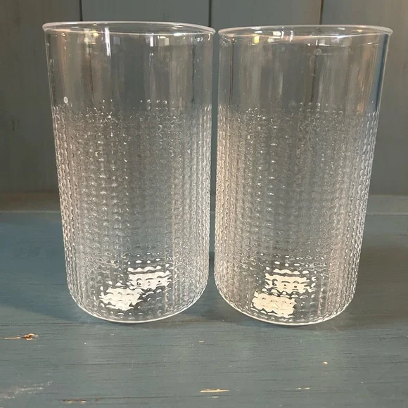 NWT Crate & Barrel Liv Acrylic Textured Highball Glasses | 491-563