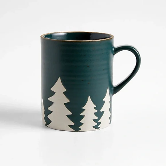New! 🌲🏔️🌲Crate&Barrel Ceramic Mug with Tree Design 12oz