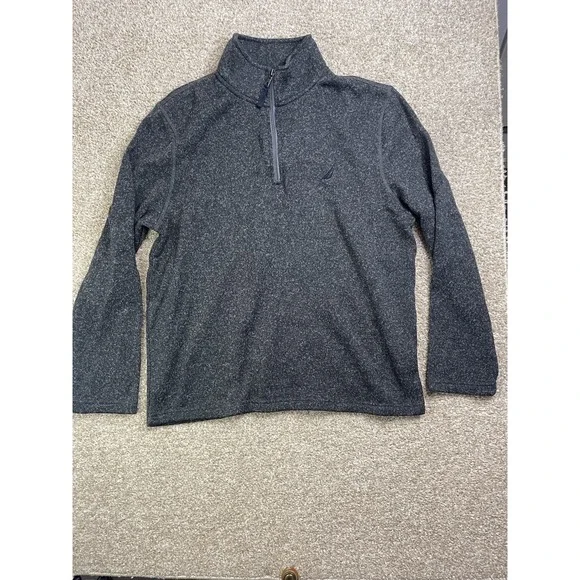 Nautica Navy Gray 1/4 Zip Fleece Men's Size L
