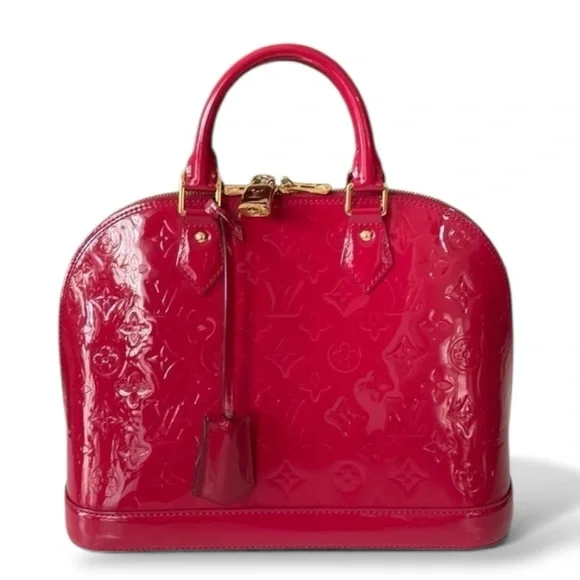 Louis Vuitton Pink Rose Indian Leather Monogram Vernis Alma Bag New Condition