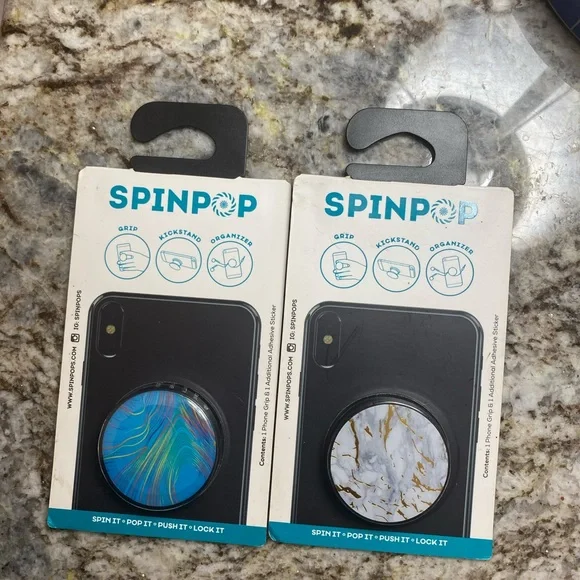 Phone Grip and Stand - Blue and White Marble