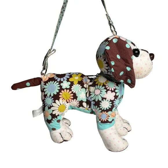 Puprazzi Womens OS Plush Dog Purse Floral Novelty Bag Bendable Legs Y2K Cute