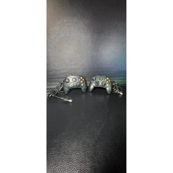 Lot Of 2 Original Xbox OEM S Type Black Controller (X08-69873) Breakaway Tested