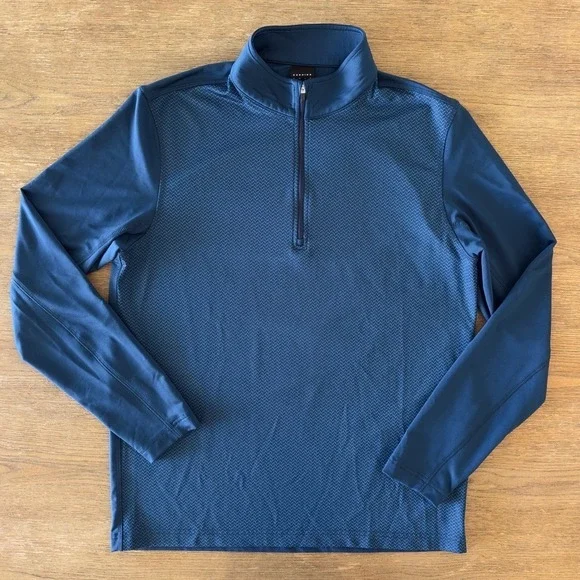 Dunning Golf Kerim 1/4 Zip Golf Jacquard Performance Pullover-Blue-Men's Sz M‎