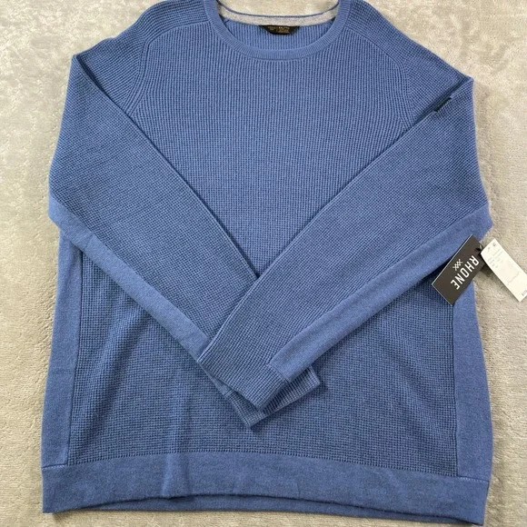 Rhone‎ Walden Waffle Sweater Mens XXL Blue Wool Cashmere Soft Preppy Casual