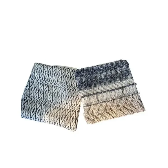 2 Crate & Barrel Cream/Black Textured Large Throw Pillow Covers 20x20