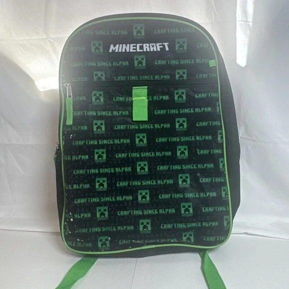 Children Minecraft Creeper Backpack Lunch Box Water Bottle Extra Pouch Boy‎ Girl