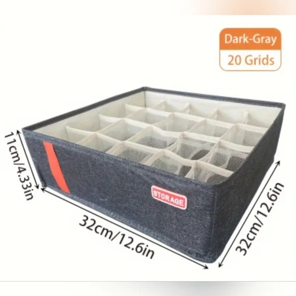 Underwear Drawer Storage Box With Grids. 20 Grid Socks, Tank Tops, Underwear