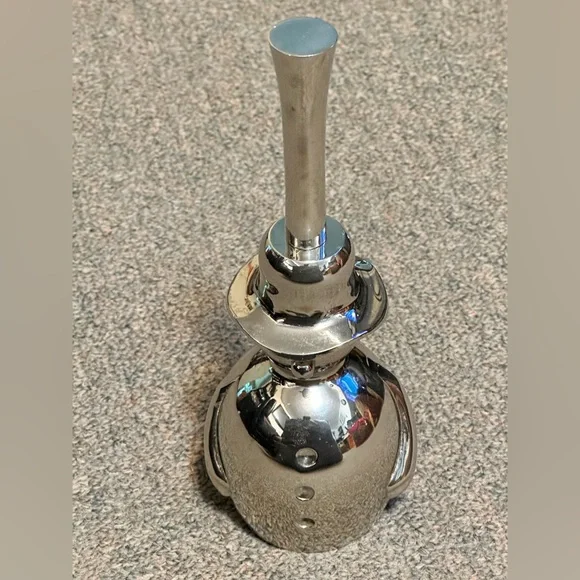 Crate & Barrel Christmas Polished Silver Metal 8” Snowman Dinner Bell