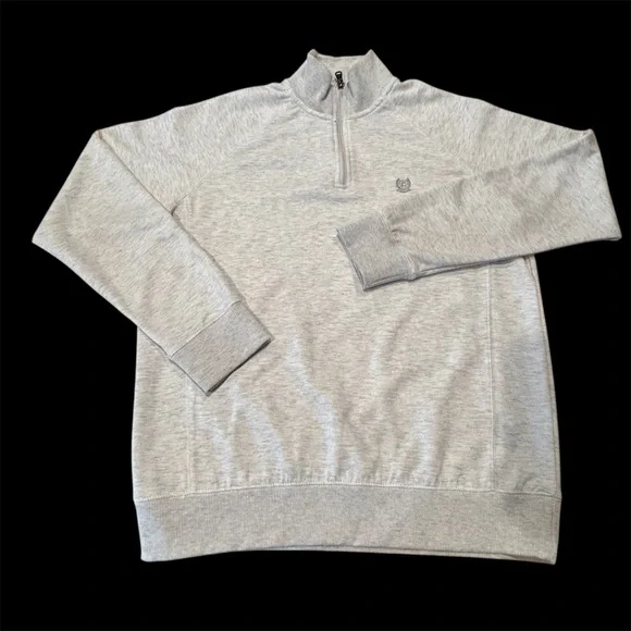 Chaps Classic Light Gray‎ 1/4 Zip Pullover Sweater Size Medium