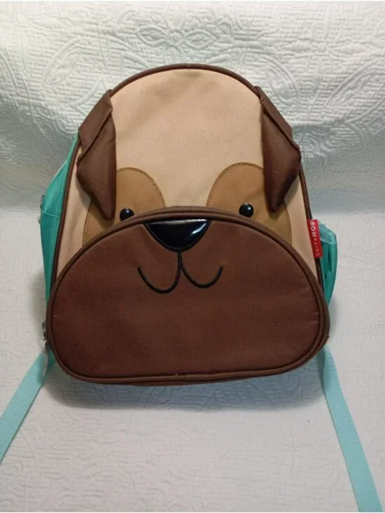 Skip Hop Zoo Kids Backpack Dog Design Durable Canvas Side Mesh Pocket